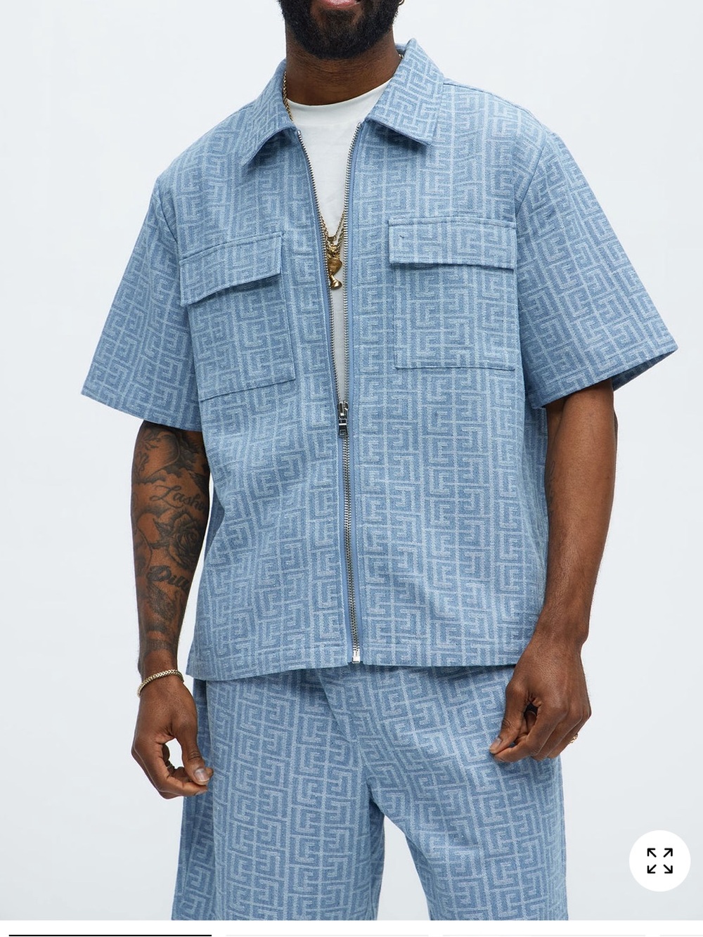NOVA MEN Light Blue Patterned Matching Set - Picture 2 of 4